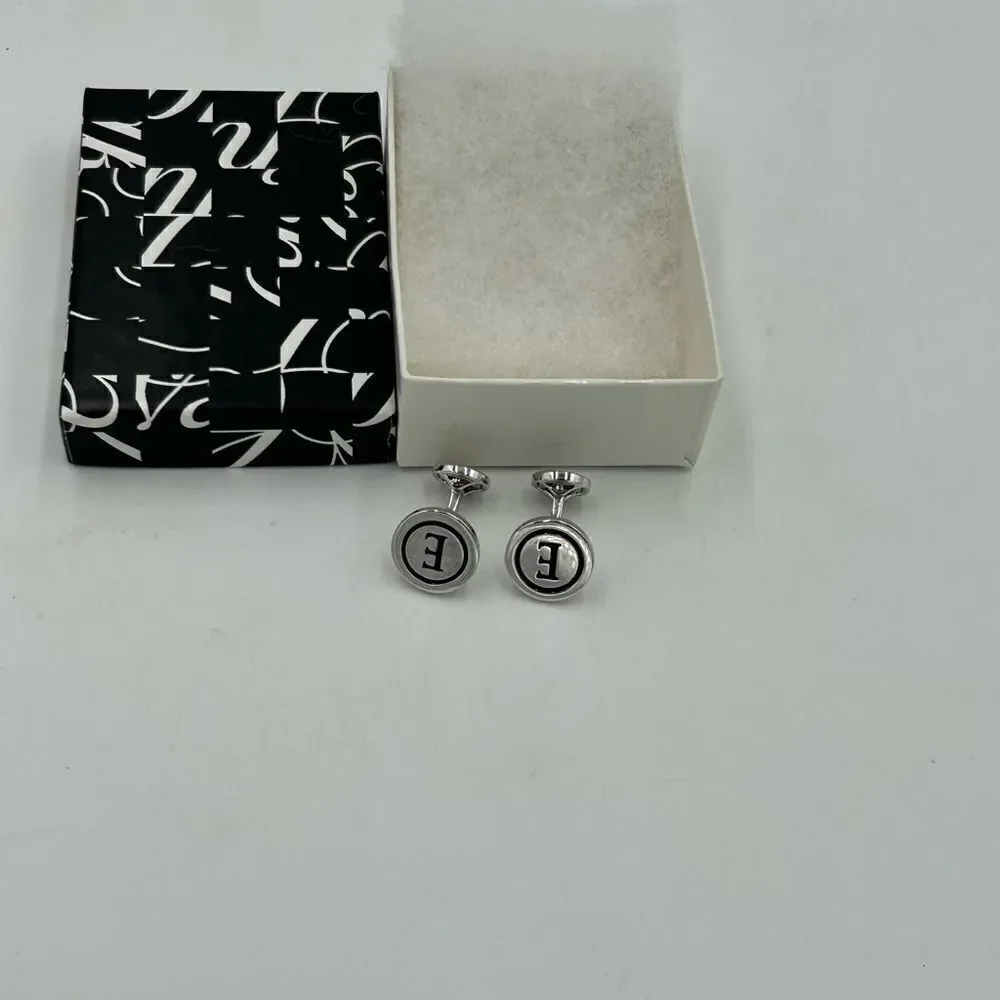 Men’s Saks, Fifth Avenue letter E silver cufflinks